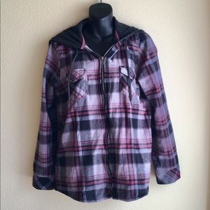 Hooded Flannel Shirt Jacket
